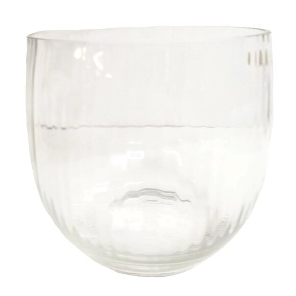 European Collection Blown Ribbed Glass Vase, Bowl  7" x 7" Made In Turkey, Weddi - Picture 3 of 12